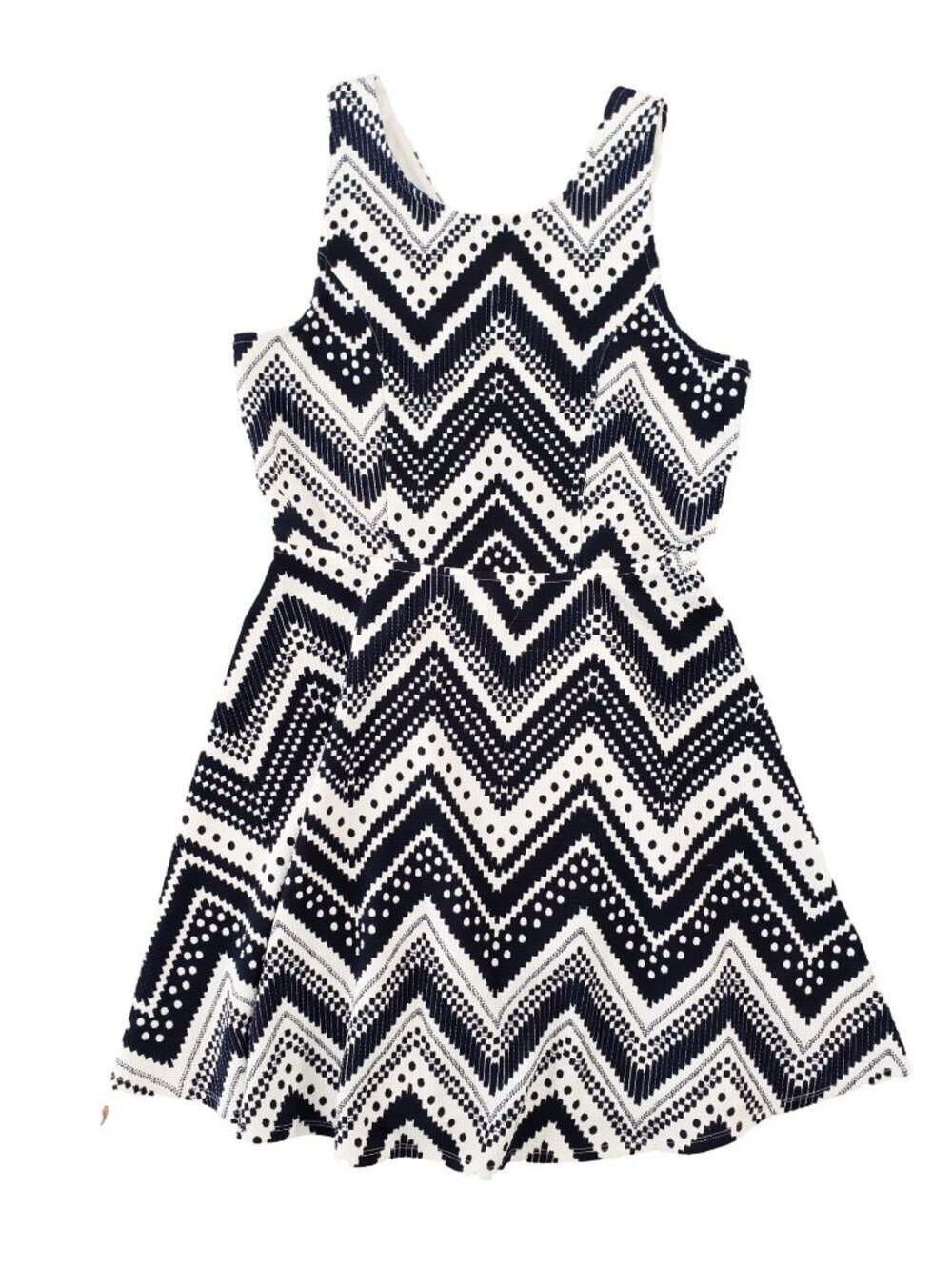 Maurices Women’s Chevron Cutout Fit & Flare Dress Navy White Size Large